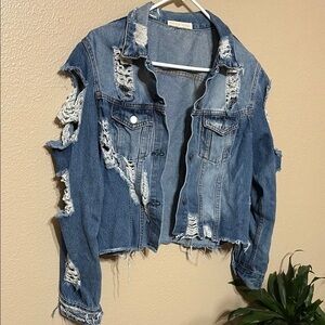 Hot & Delicious Blue Distressed Jean Jacket